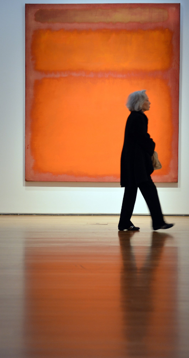 Person viewing a Rothko painting in gallery